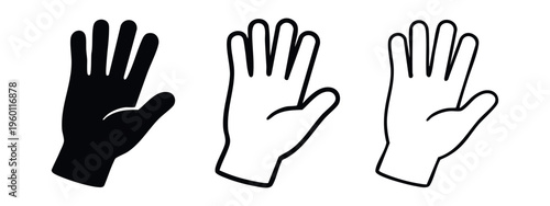 Open Palm Hand Gesture Icons Set for Stop, Greeting, or Display