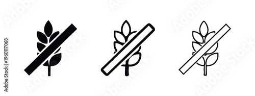 Gluten-Free or No Wheat Allergen Symbol Icon Set