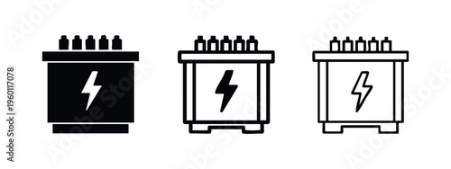 Electrical Power Transformer with Top Terminals Icon Set