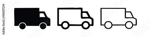 Delivery truck icon set for logistics, shipping, and transportation services