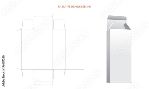 Cosmetic Package Box 3D Mockup with Dieline Template