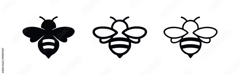 Fototapeta premium Bee icons set. Honey bee, insect, and nature symbol, suitable for organic, pollination, and environment themes.