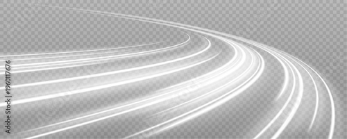 Glowing white wave lines swirl gently through abstract darkness, creating a soft dynamic flow. Light gradients add depth and dimension. A modern digital illustration of motion.