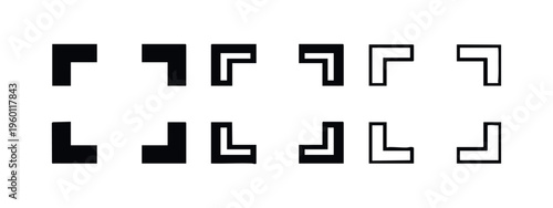 Corner bracket icon set. Crop marks and framing elements for photo editing, graphic design, and UI.