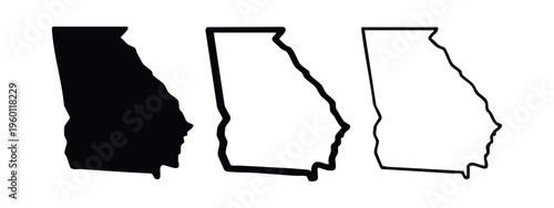 Georgia US State Map Silhouette Icon Set