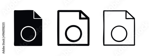 Document File with Circle Icon Set