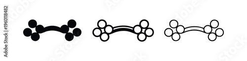 Connected molecular structure icon set. Atomic bonds and chemical linkage symbol.