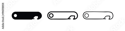 Bottle Opener Icon Set - Minimalist Can Opener Silhouette and Outline Vector Graphic
