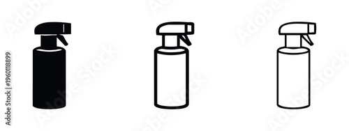 Trigger Spray Bottle Dispenser Icons Set