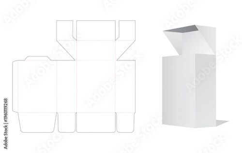 Flip Top Cigarette Box Dieline Vector with Hinged Lid Design