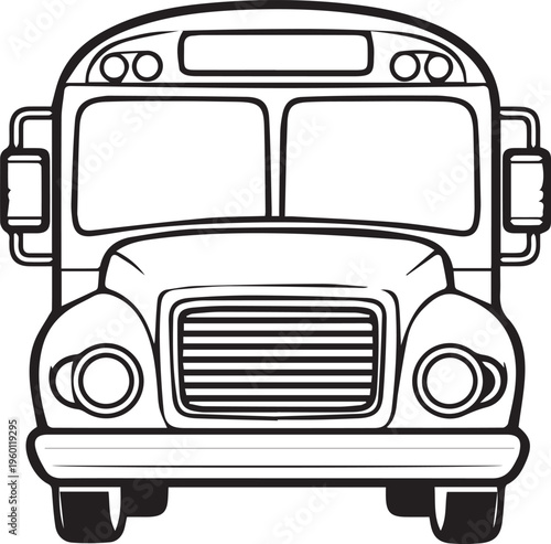 Tableau sur toile Black and white school bus icon isolated on white background vector illustration