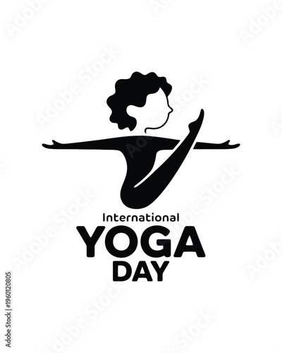 Yoga t shirt black and white international yoga day with person in pose