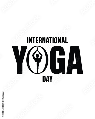 Yoga t shirt black and white international yoga day with stylized yoga pose stylized pose text
