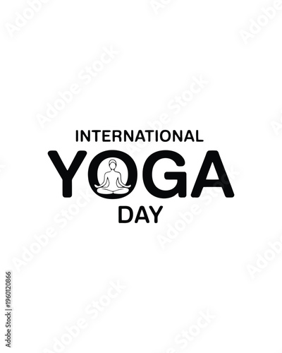 Yoga t shirt black and white minimalist for international yoga day with lettering and
