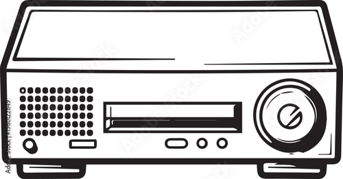 Minimalist 2D Set-Top Box Icon Isolated on White Background