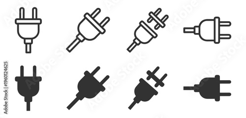 electric plug icon set graphic illustration on transparent background