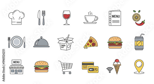 Food and drink icons collection.