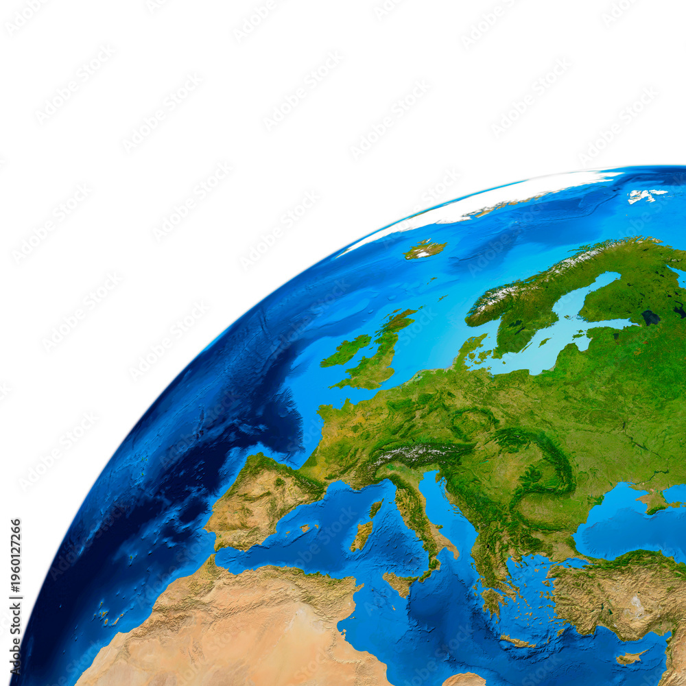 Fototapeta premium Earth Globe - Europe Isolated on white background.