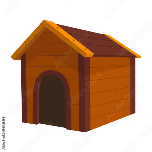 Dog house icon. Cartoon pet accessory. Petshop supermarket item. Empty pet home with roof. House for domestic animal. Isolated flat vector illustration