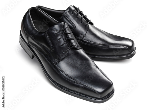 Quadro su tela Men's black leather Dress Shoes isolated on white studio background