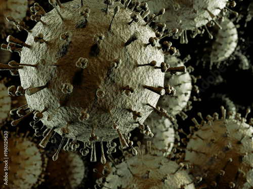Flu virus Influenza A closeup of particles