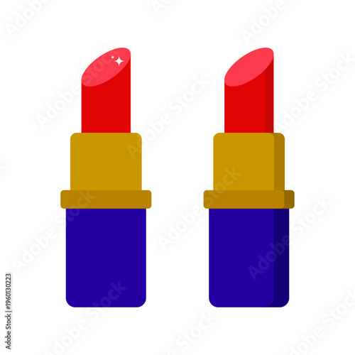 A set of bright lipsticks in a minimalist flat style. Vector illustration of decorative cosmetics, isolated. Suitable for beauty design, advertising, packaging, posters, web graphics and stickers.