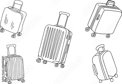 Line Art Rolling Suitcases Collection, travel luggage concept
