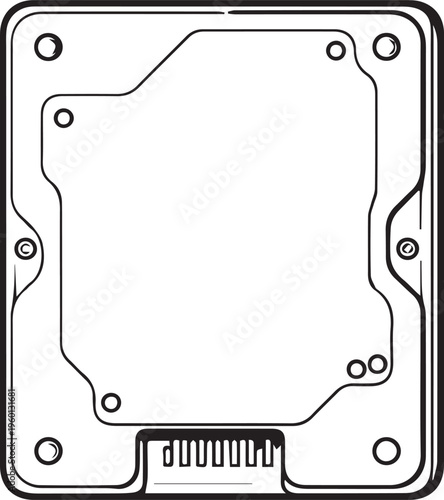 Minimalist SSD hard drive outline icon for tech design and digital storage