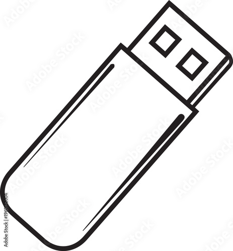 Minimalist USB flash drive icon isolated on white background vector illustration