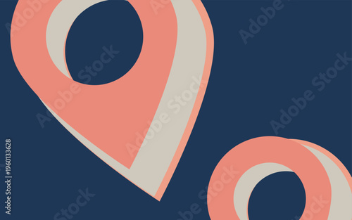 Abstract Location Pin Map Marker Icon Over Navy Background for Navigation and Travel Design