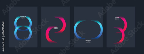 Neon glowing colorful abstract shapes and geometric light effects on dark background. Futuristic cyber vector design for modern web UI and banner.