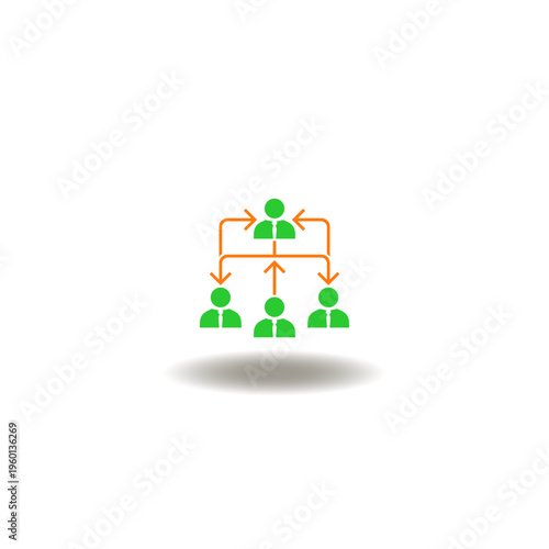 Vector illustration of flowchart with business persons. Symbol of restructuring. Icon of restructure.