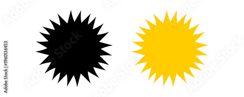Sun black and yellow icons