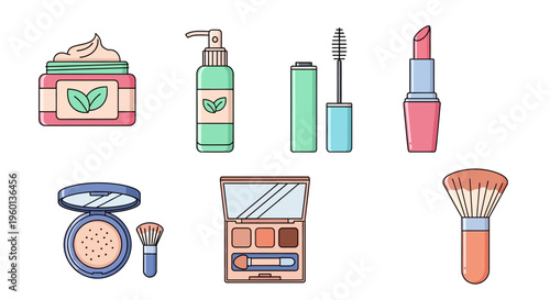 Colorful makeup and beauty products.