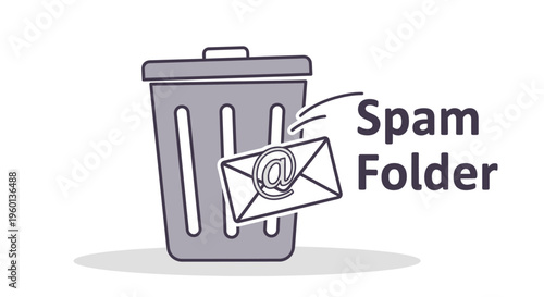 Grey trash can with email icon.