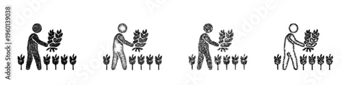 Sketch harvesting crops icon design set