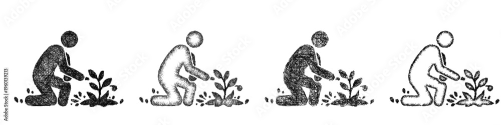 Fototapeta premium Sketch healing herbs icon design set