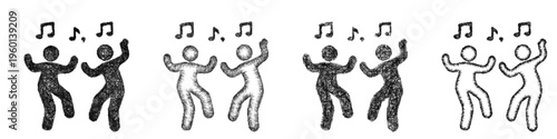 Sketch dancing icon design set