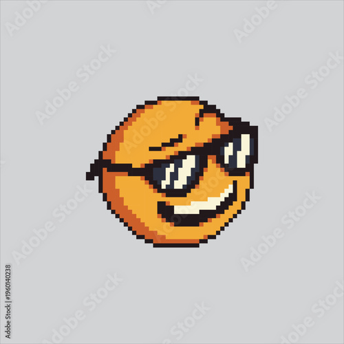 Pixel art illustration Cool Face. Pixelated Cool Emoji. Cool Emoji Expression Icon pixelated for the pixel art game and icon for website and video game. old school retro.

