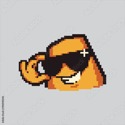 Pixel art illustration Cool Face. Pixelated Cool Emoji. Cool Emoji Expression Icon pixelated for the pixel art game and icon for website and video game. old school retro.
