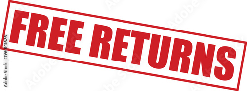 Free returns stamp with red text