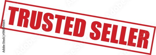 Red trusted seller stamp on with bold text