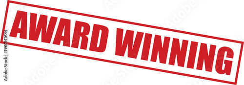Award winning red stamp on with bold text