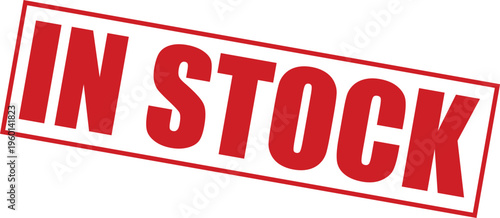 Red in stock stamp on with bold font