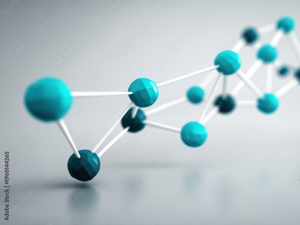 Fototapeta premium Abstract Representation of Molecular Structure in Blue and White with Depth and Perspective for Scientific Use