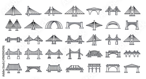 Collection of Bridge Icons - Diverse Architectural Designs