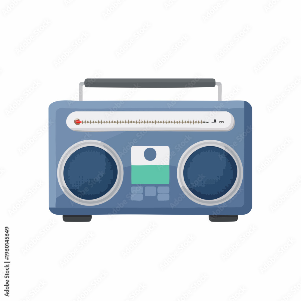 Fototapeta premium Retro music player illustration with speakers and handle isolated design