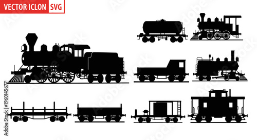 Vintage Train Silhouettes Collection