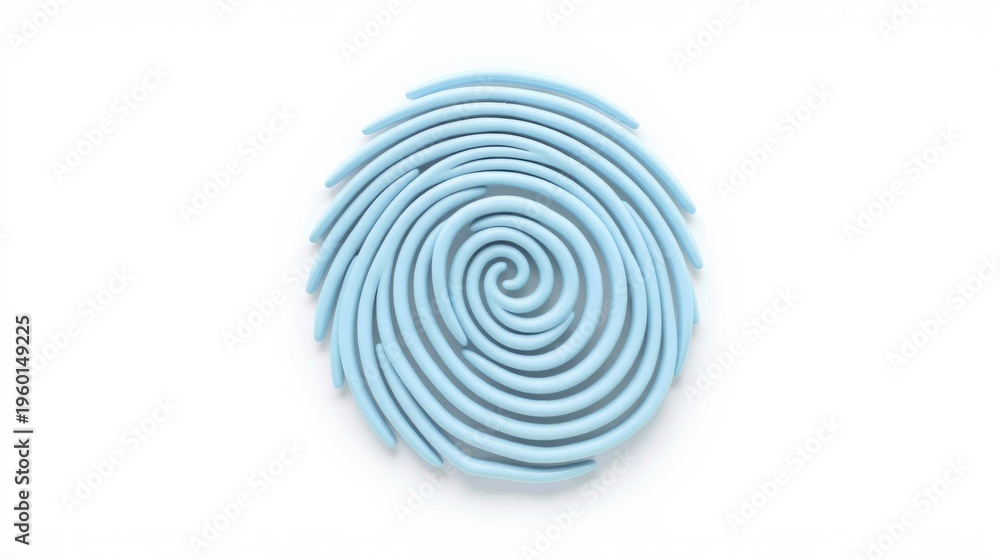 Fototapeta premium Blue spiral form, smooth texture. Circular design, minimalist aesthetic. Clean background, simple composition. Modern art piece, elegant curves.