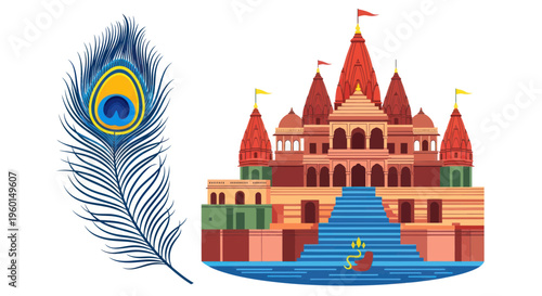 Indian Temple and Peacock Feather: Spiritual and Cultural Symbolism